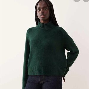 ABERCROMBIE AND FITCH Dark Green ribbed classic Turtleneck Sweater S